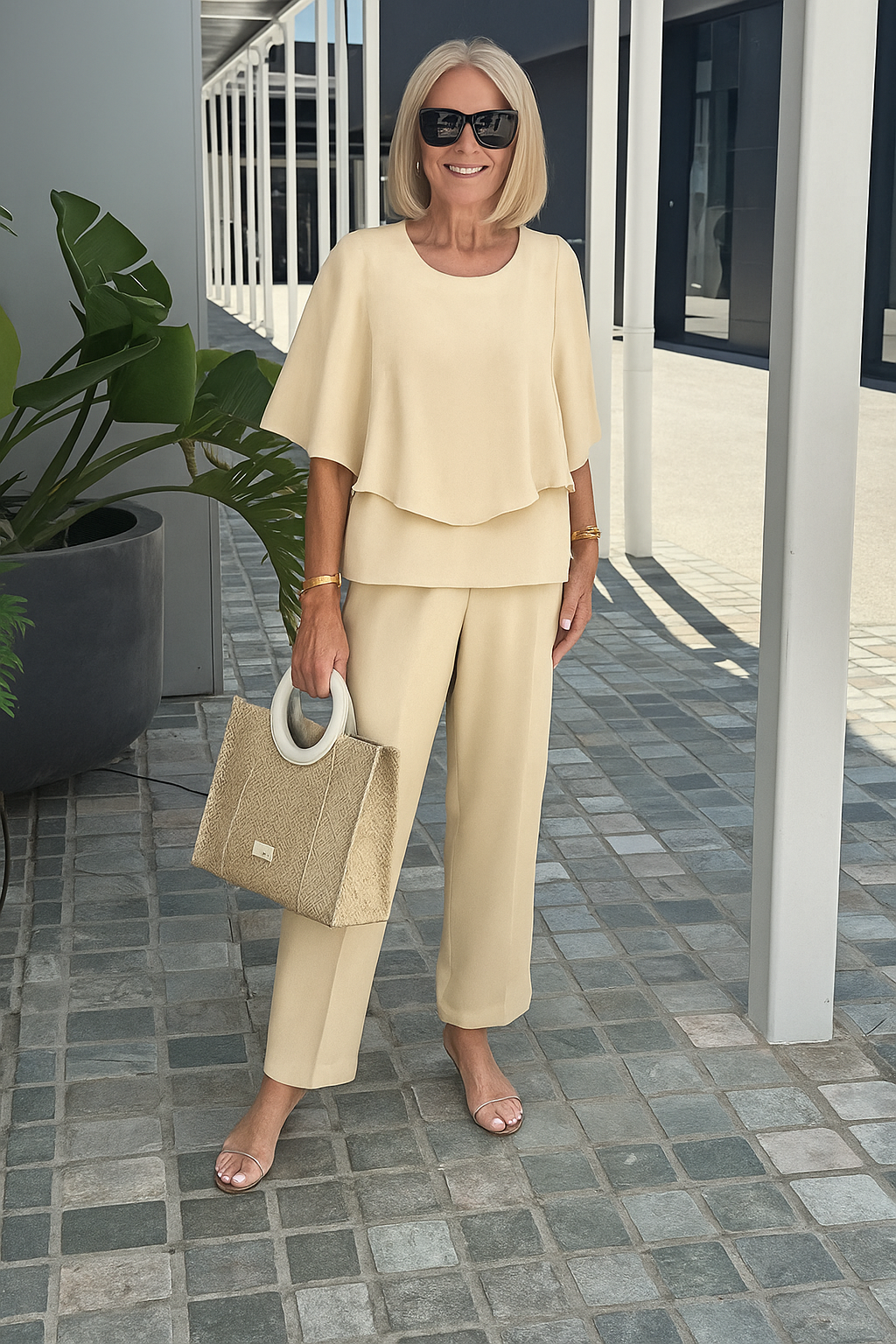Elegance Set | Comfortabele broek met print & top