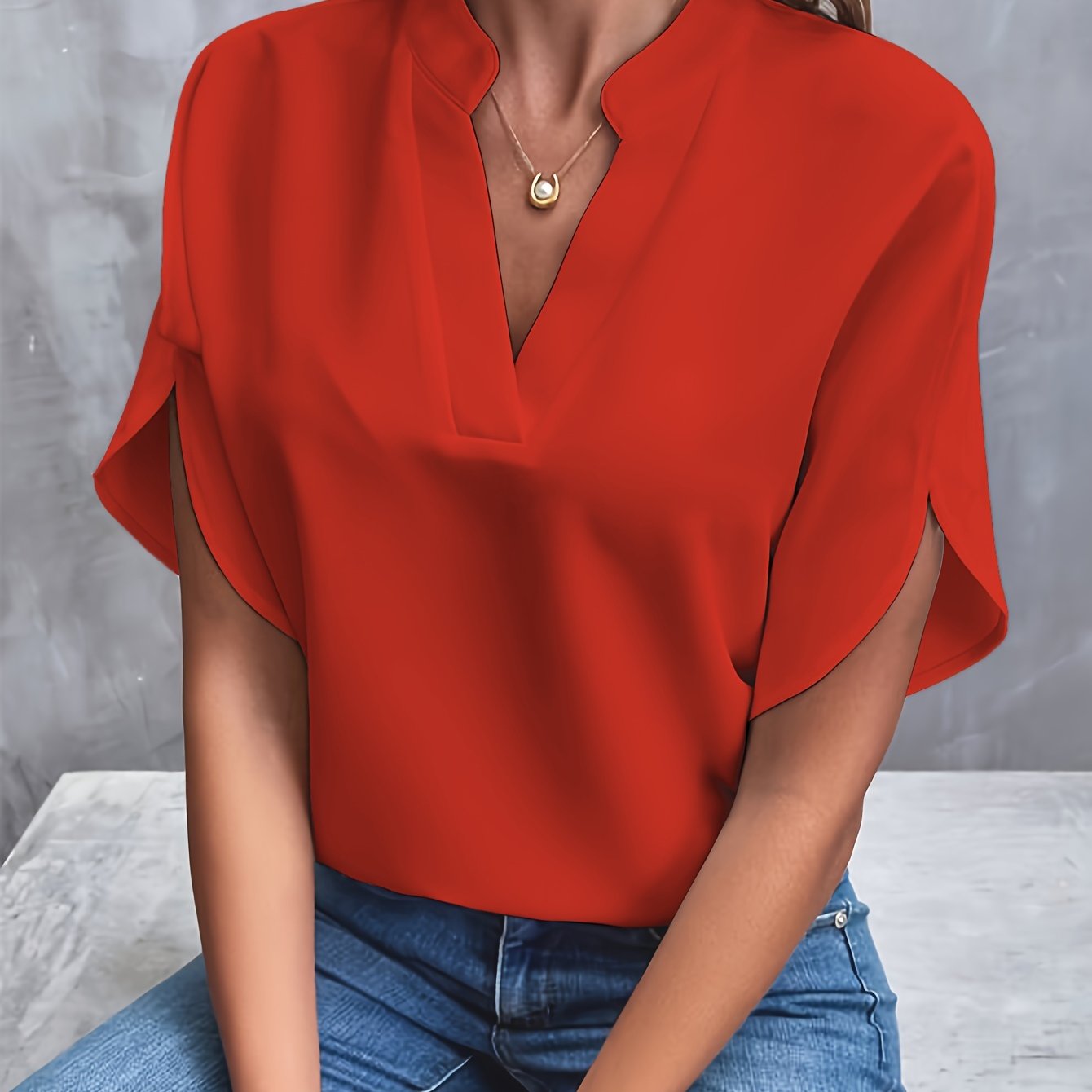 Effen blouse met V-hals