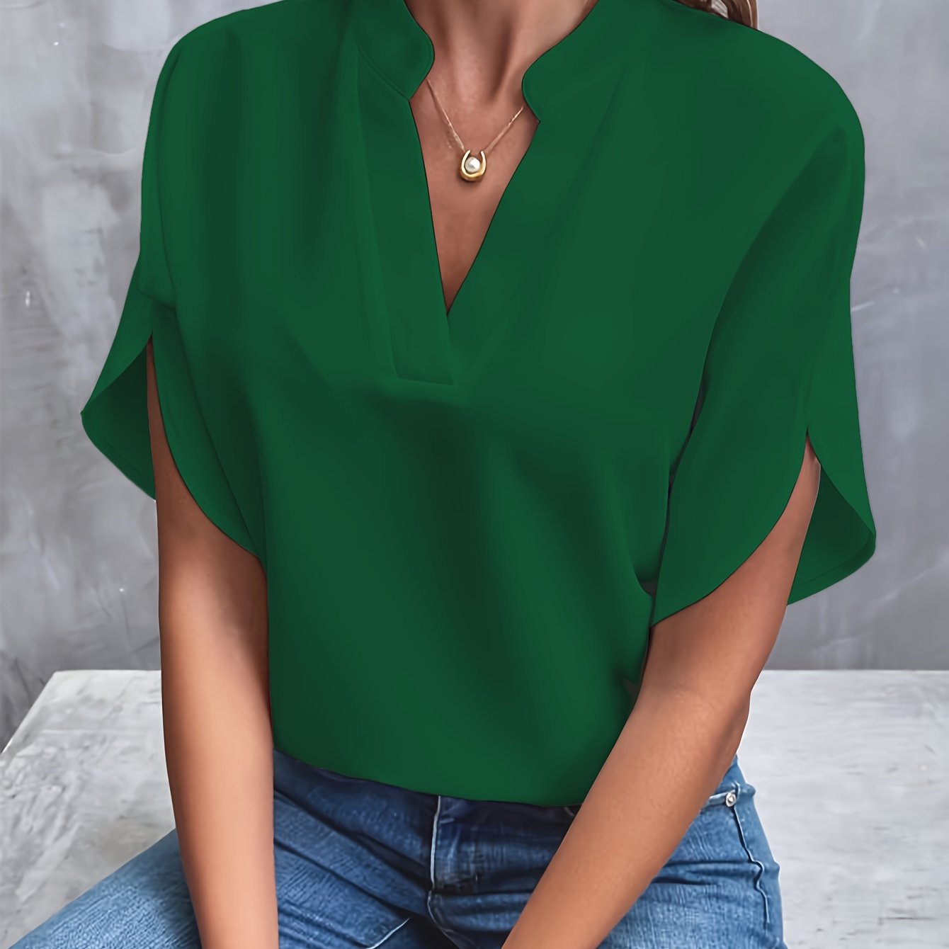 Effen blouse met V-hals