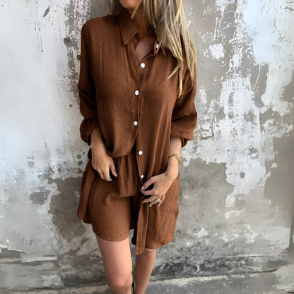 Casual Effen Blouse & Shorts-set