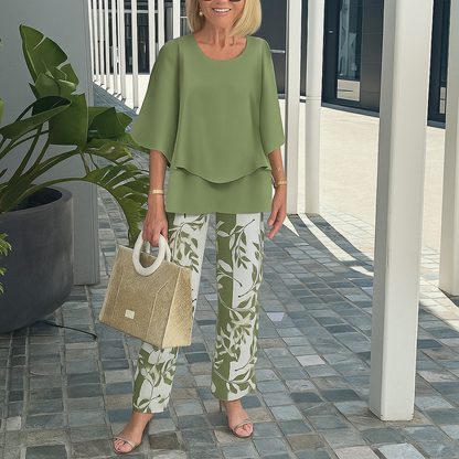 Elegance Set | Comfortabele broek met print & top