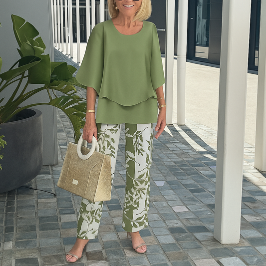 Elegance Set | Comfortabele broek met print & top