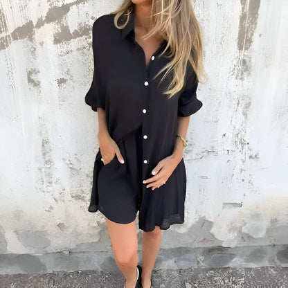 Casual Effen Blouse & Shorts-set