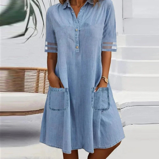 Denim Mini Jurk met Zijzakken
