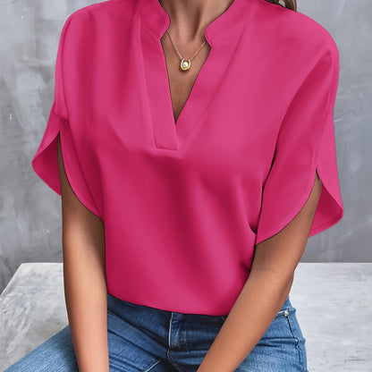 Effen blouse met V-hals